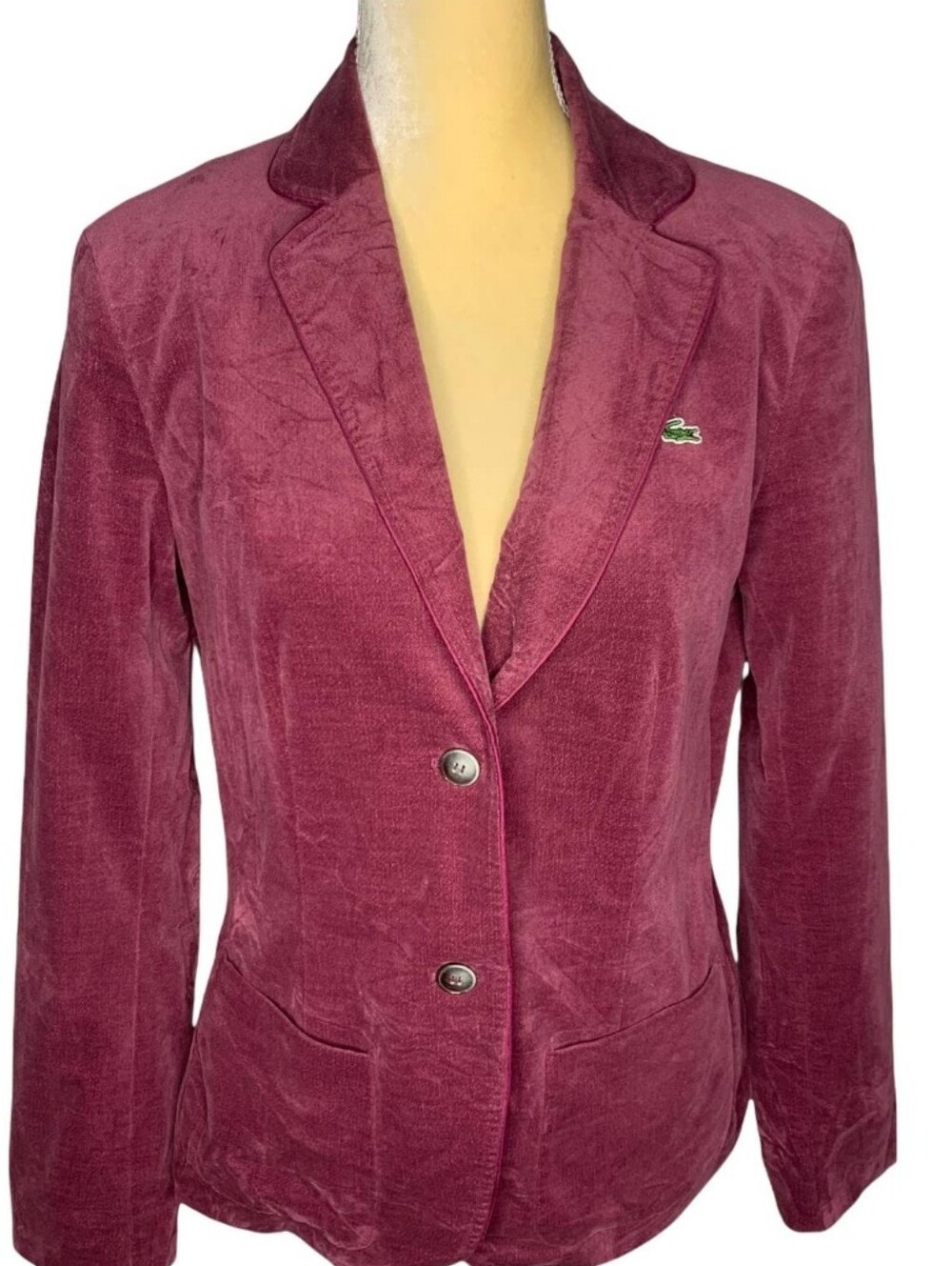 Lacoste Wine/ Burgandy Velvet Blazer Size 42 Large